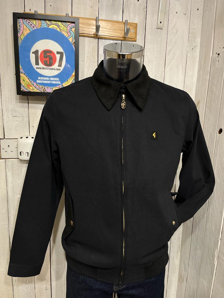 Gabicci Harrington Jacket Black with Faux Suede Trims