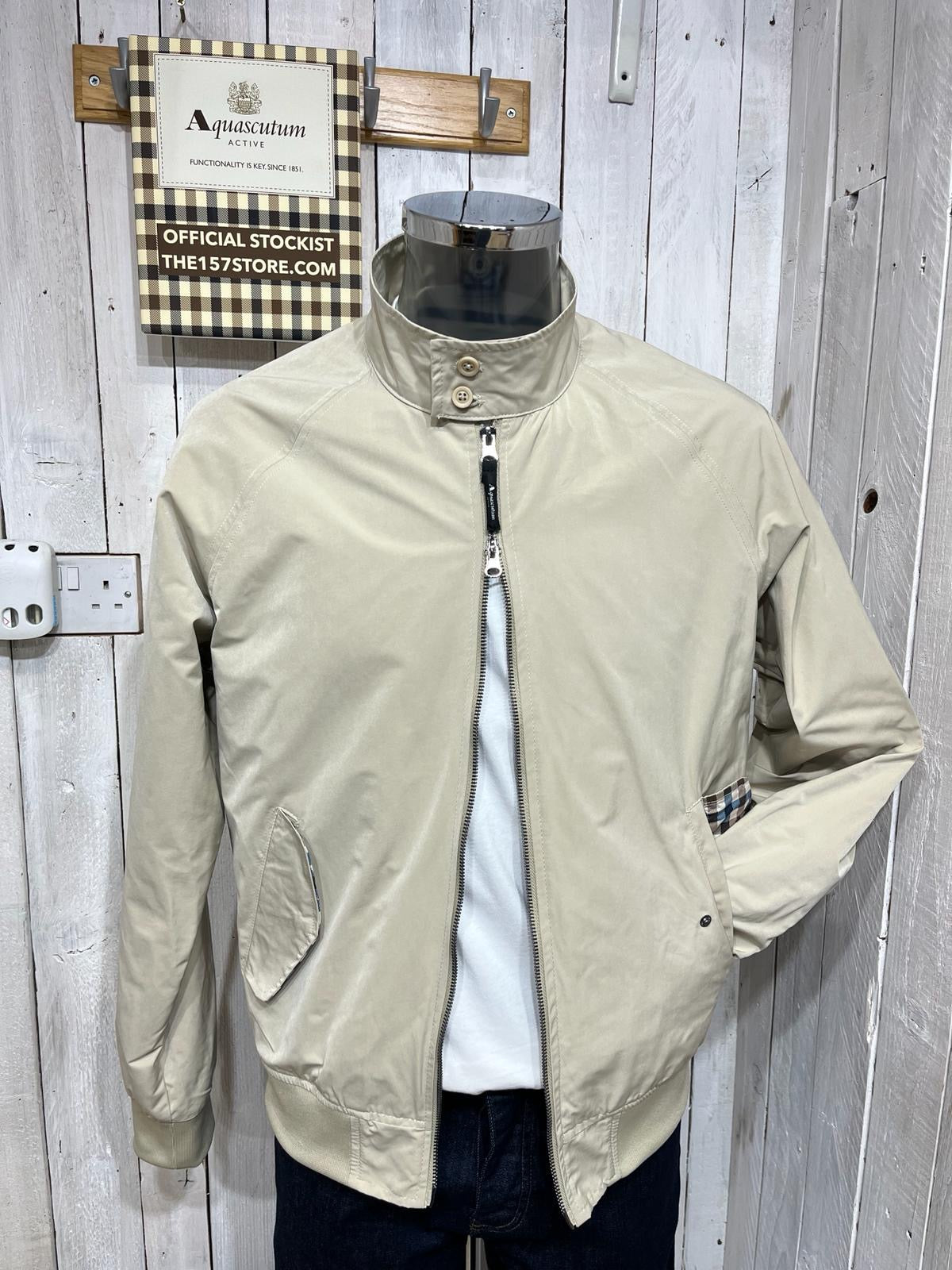 Aquascutum Classic Harrington Jacket Beige Water Repellent