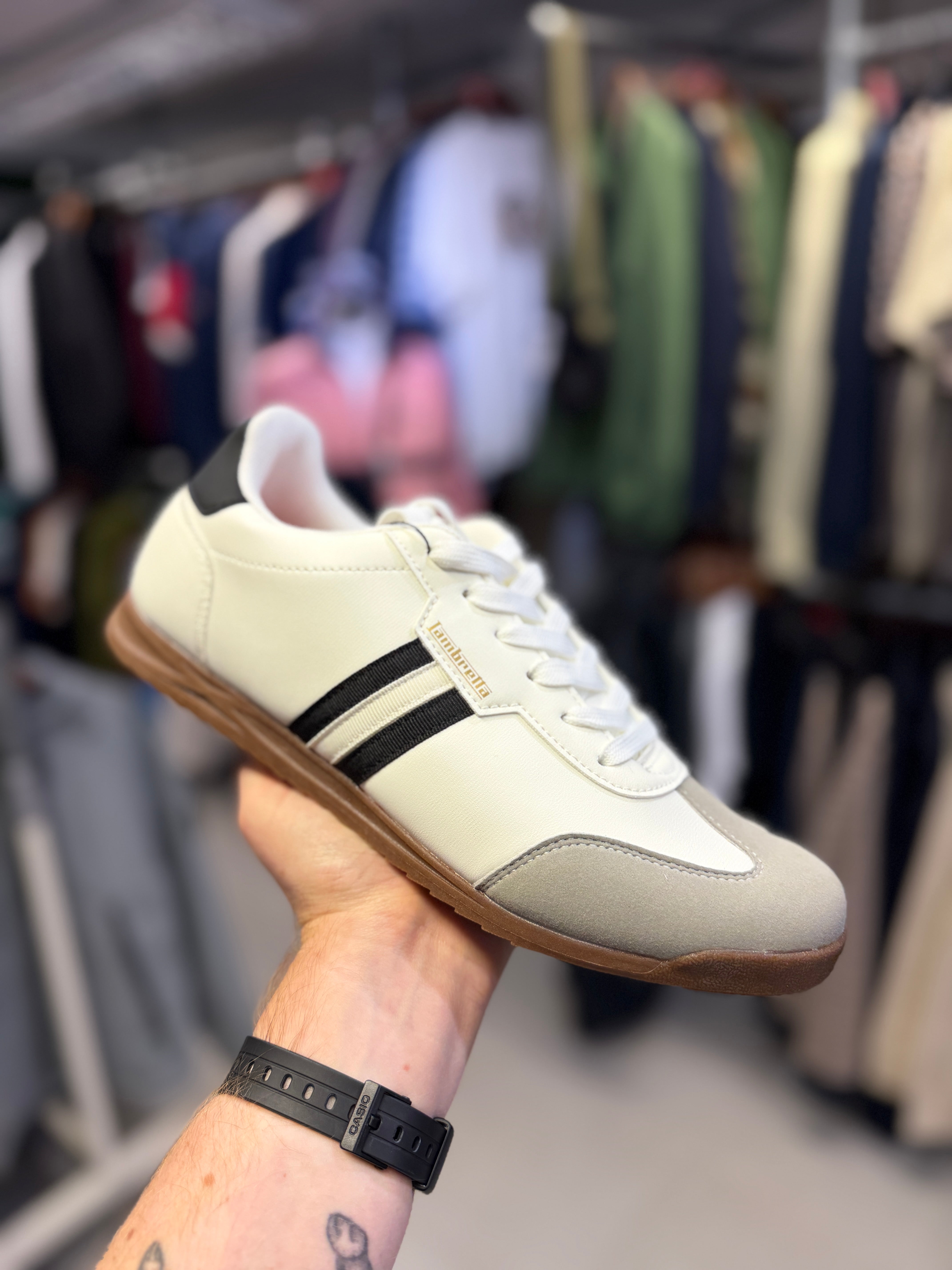 Lambretta Tackle Trainers White Black – The157store Menswear