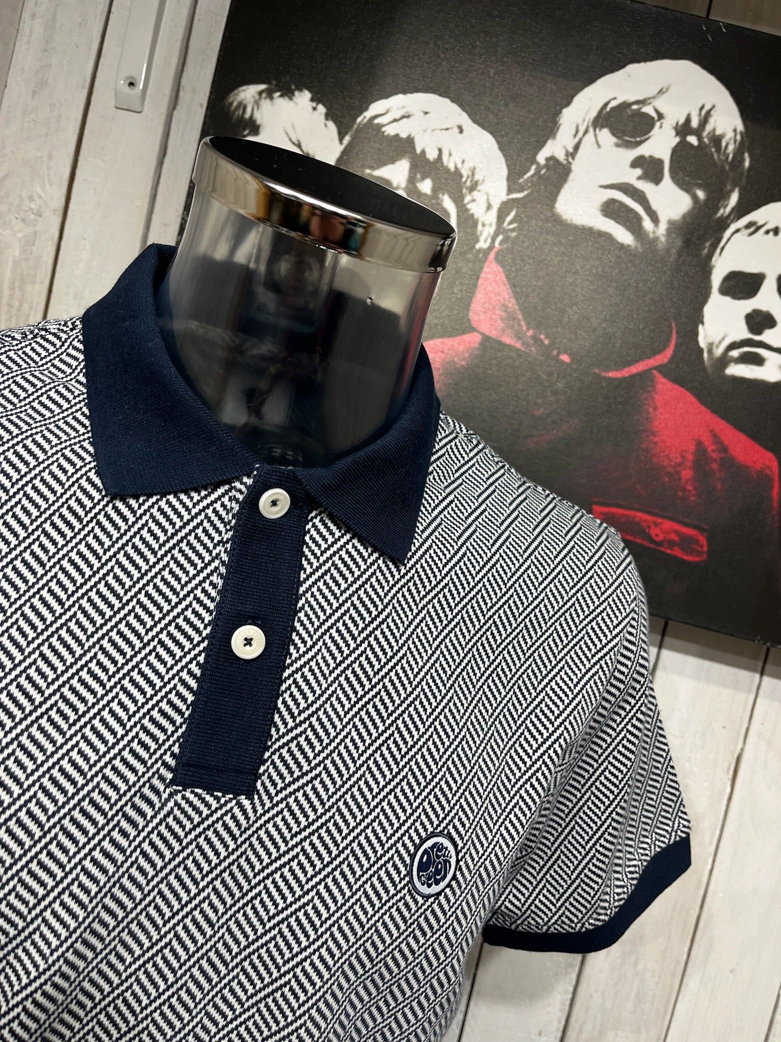 Pretty Green Jacquard Polo - Navy