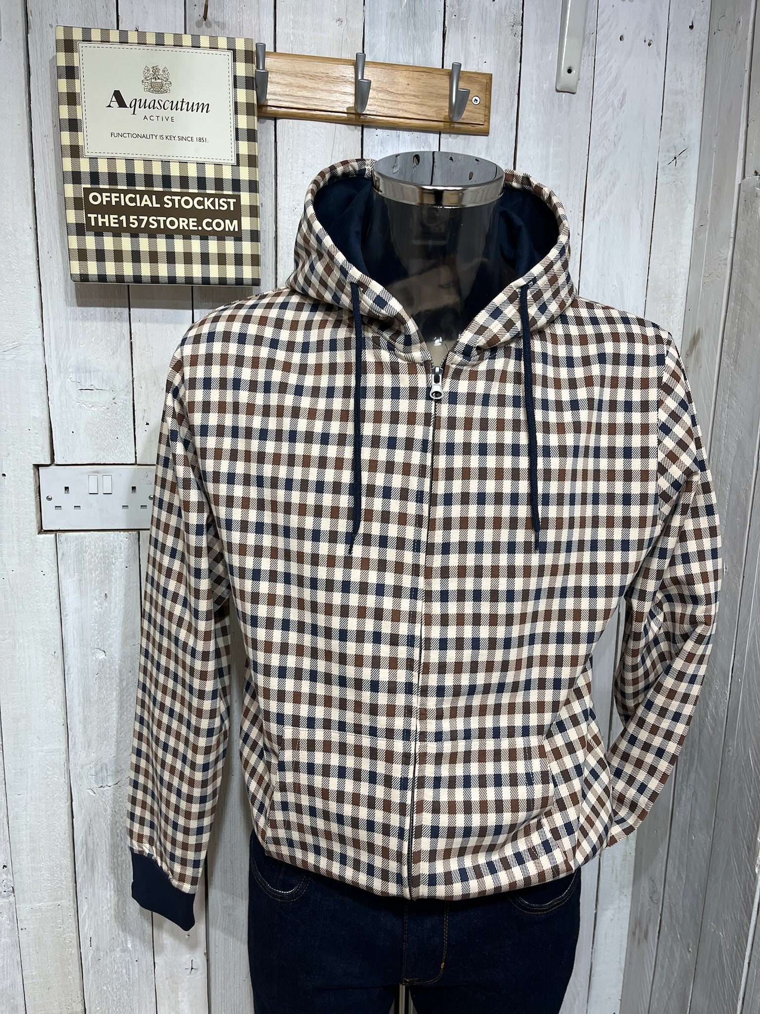 Aquascutum Iconic Full Zip Hoodie - Club Check – The157store Menswear
