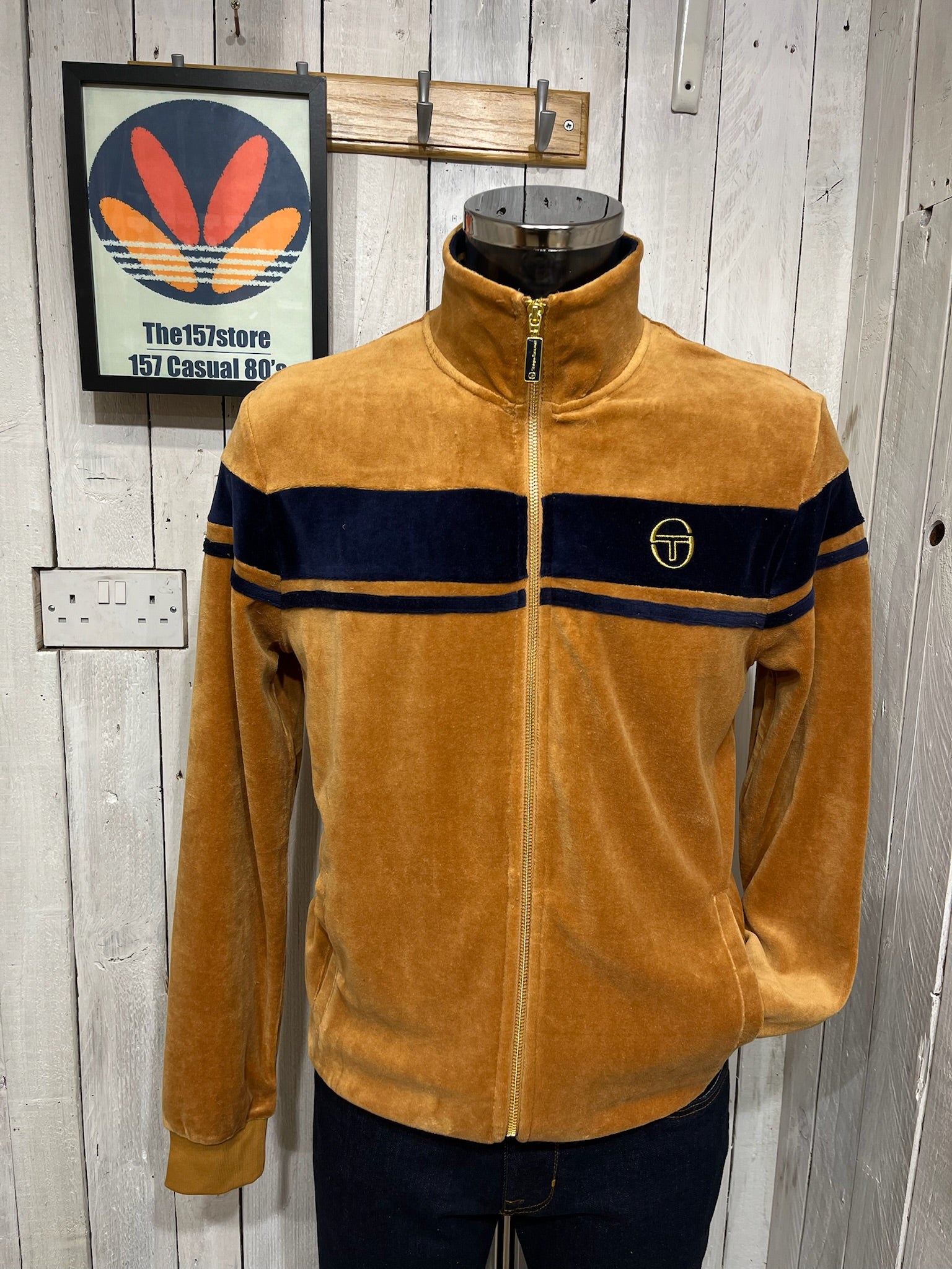 Sergio Tacchini Damarindo Velour Track Top - Almond (The Gentlemen