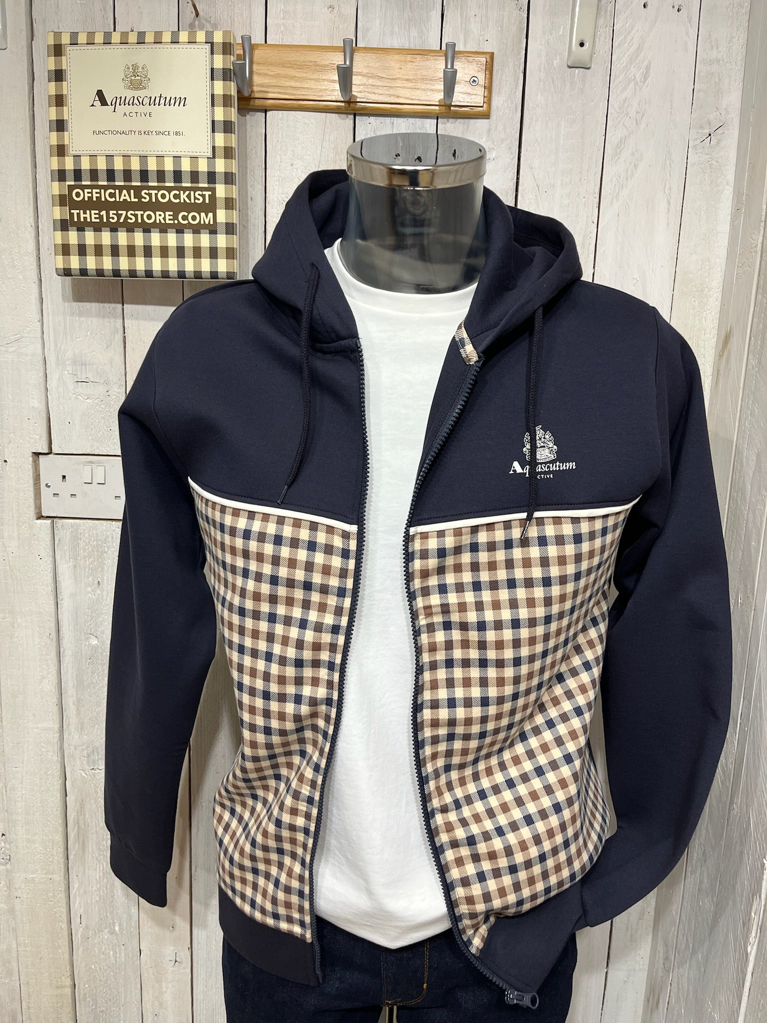 Aquascutum 2025 Full Zip Hoodie Navy