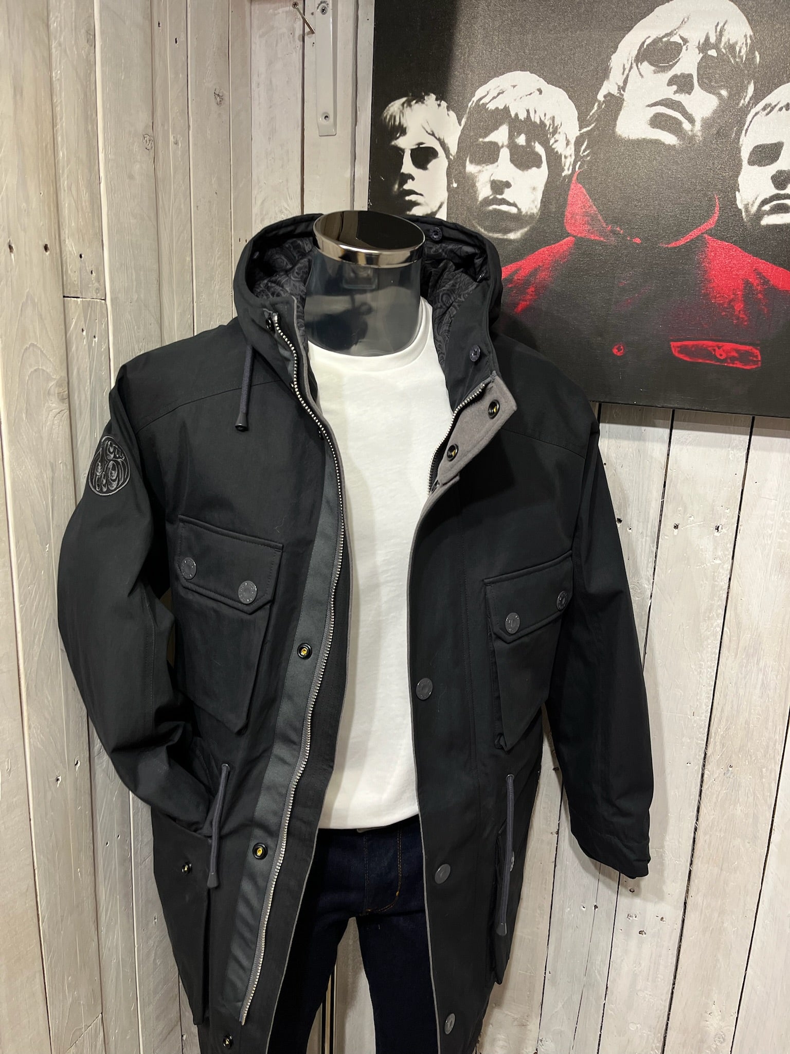Pretty Green Watson Parka Black (Detachable fur)