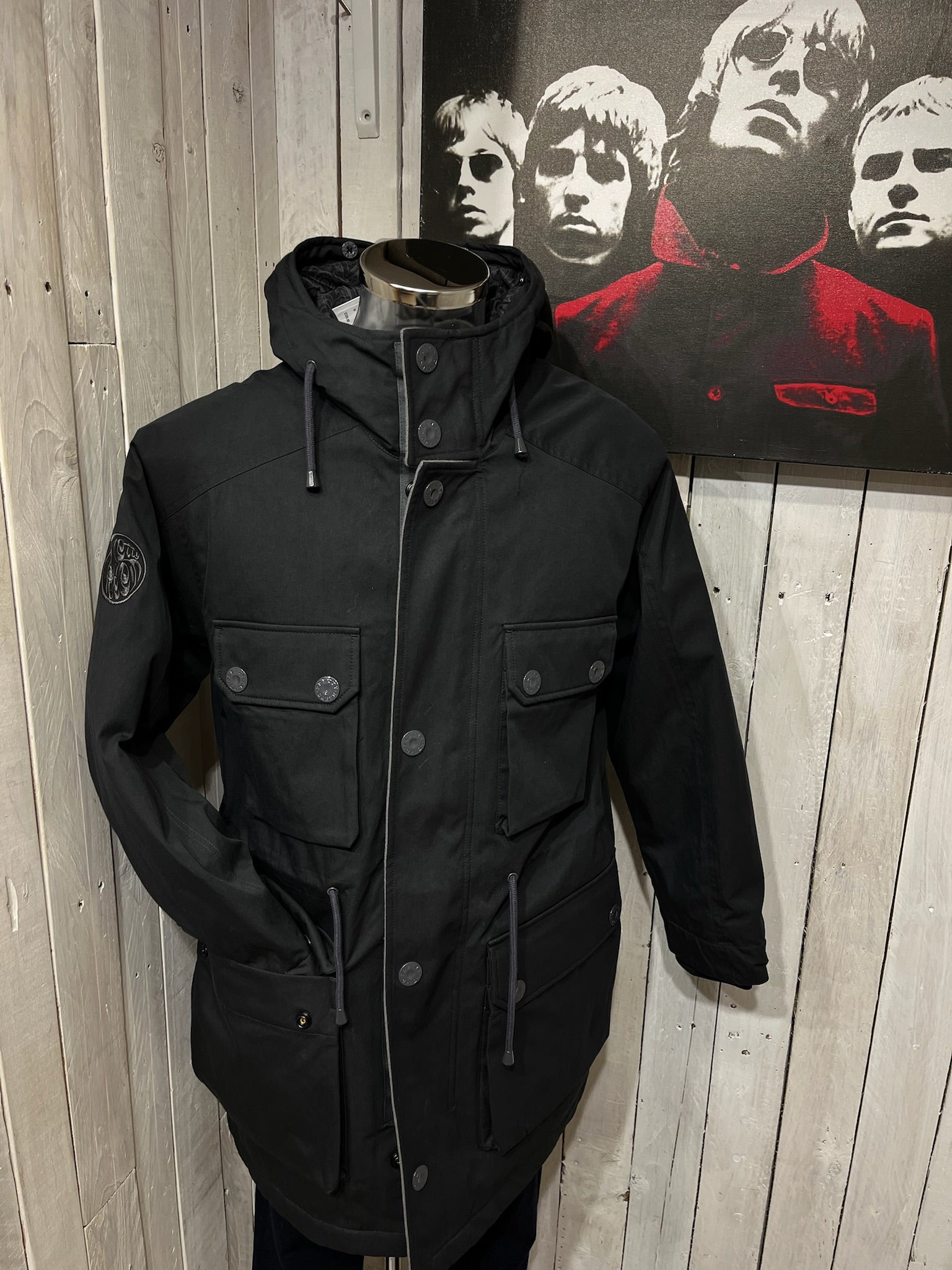 【新品未開封】TFW49 REVERSIBLE ASKIN PARKA BK Pretty Green Watson Parka - Black (Detachable fur collar