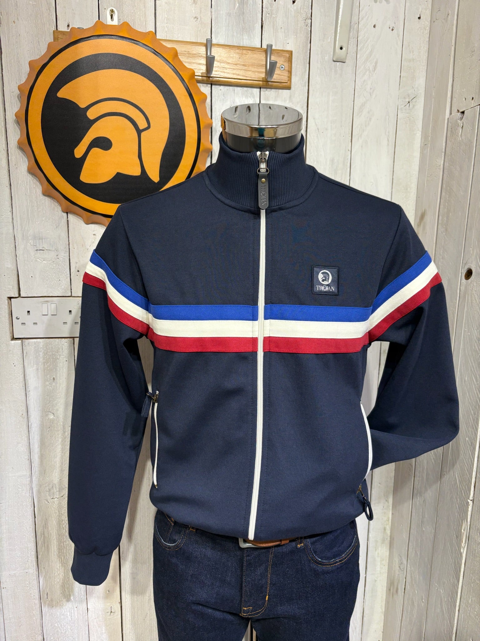 Trojan Retro Stripe Track Top - Navy (Britain) – The157store Menswear