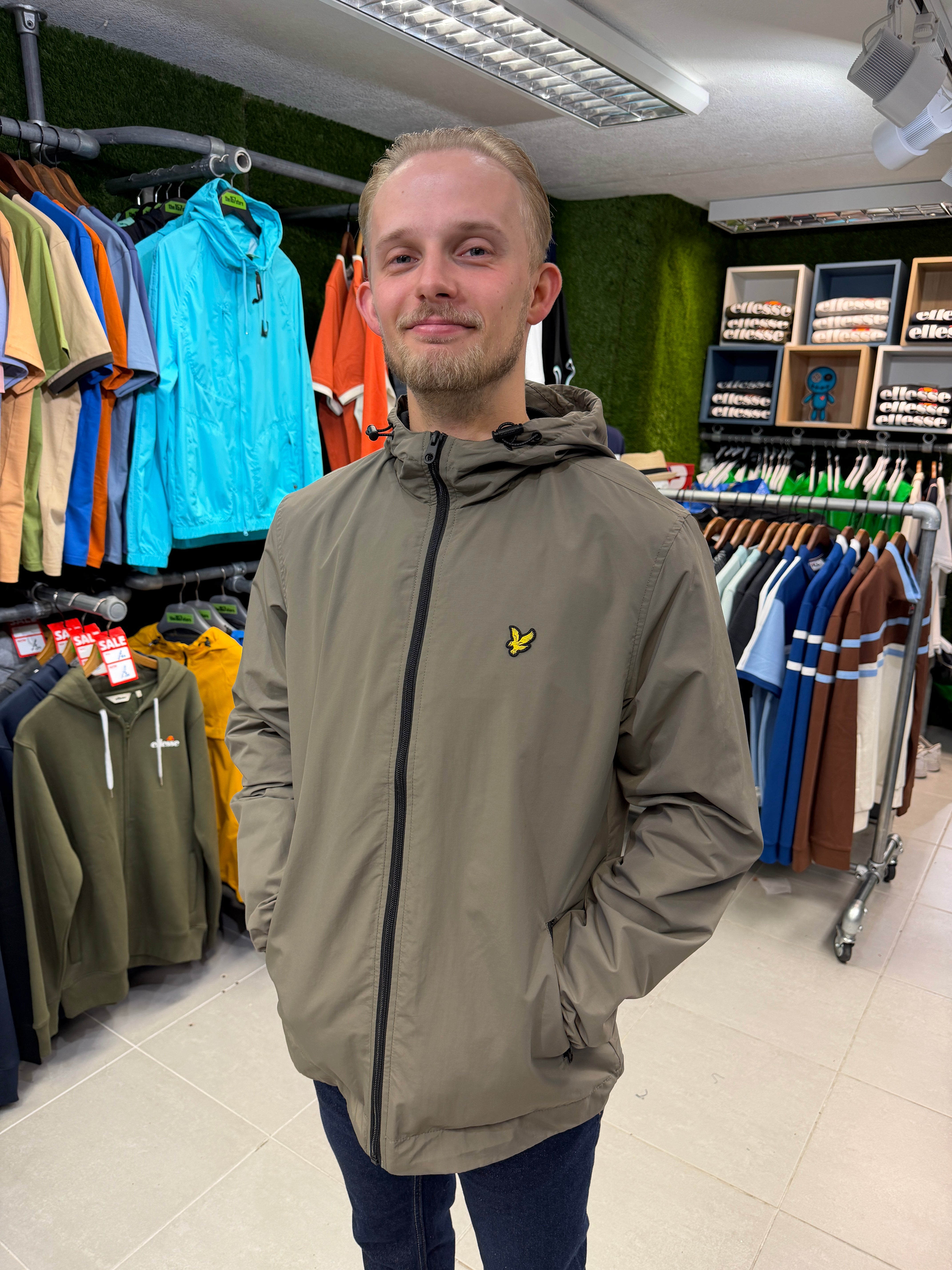 Lyle & Scott Contrast Zip Thru Jacket - Khaki Ash / Black