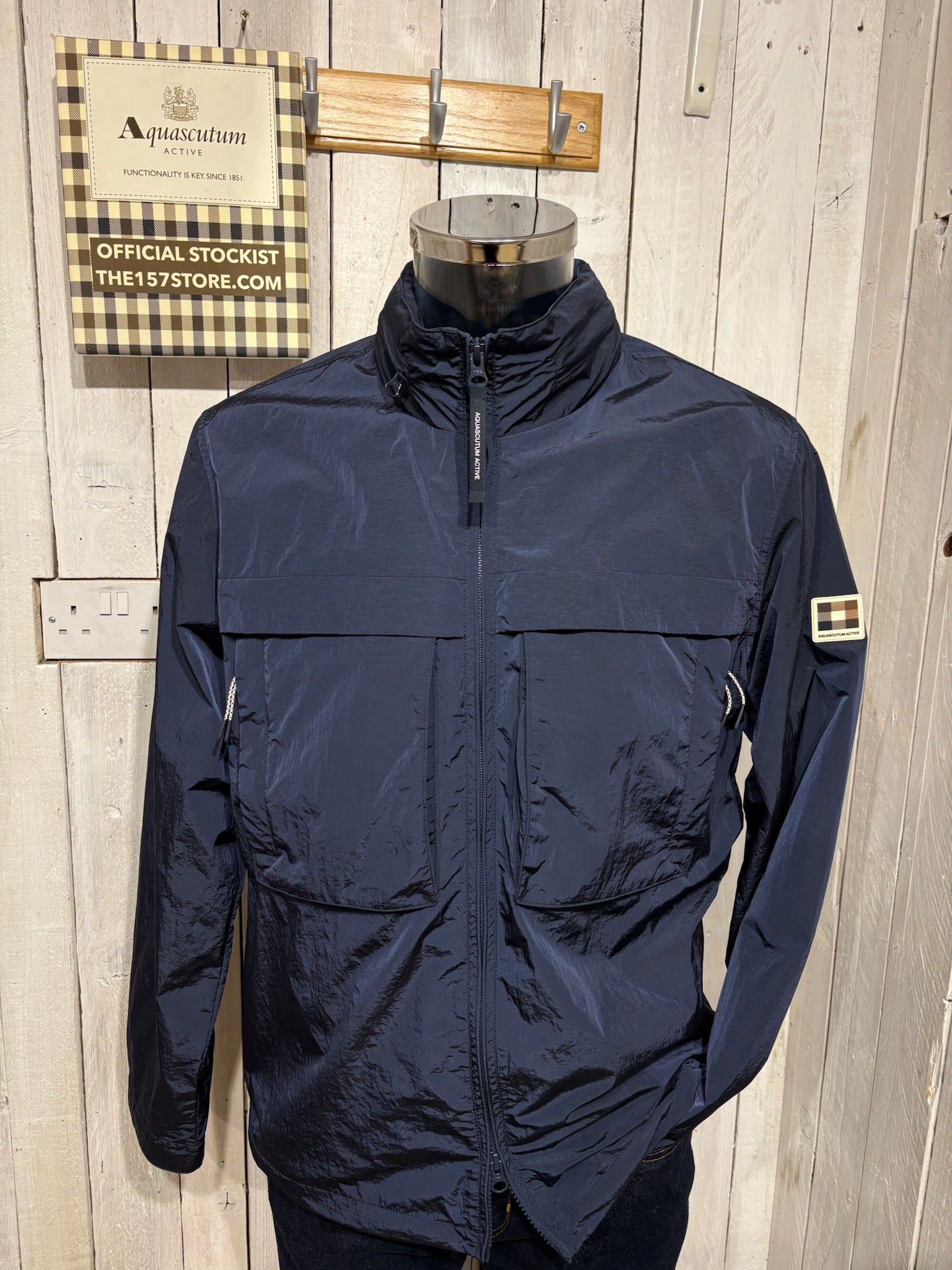 Aquascutum 2026 Lamina Mock Neck Jacket - Navy – The157store Menswear