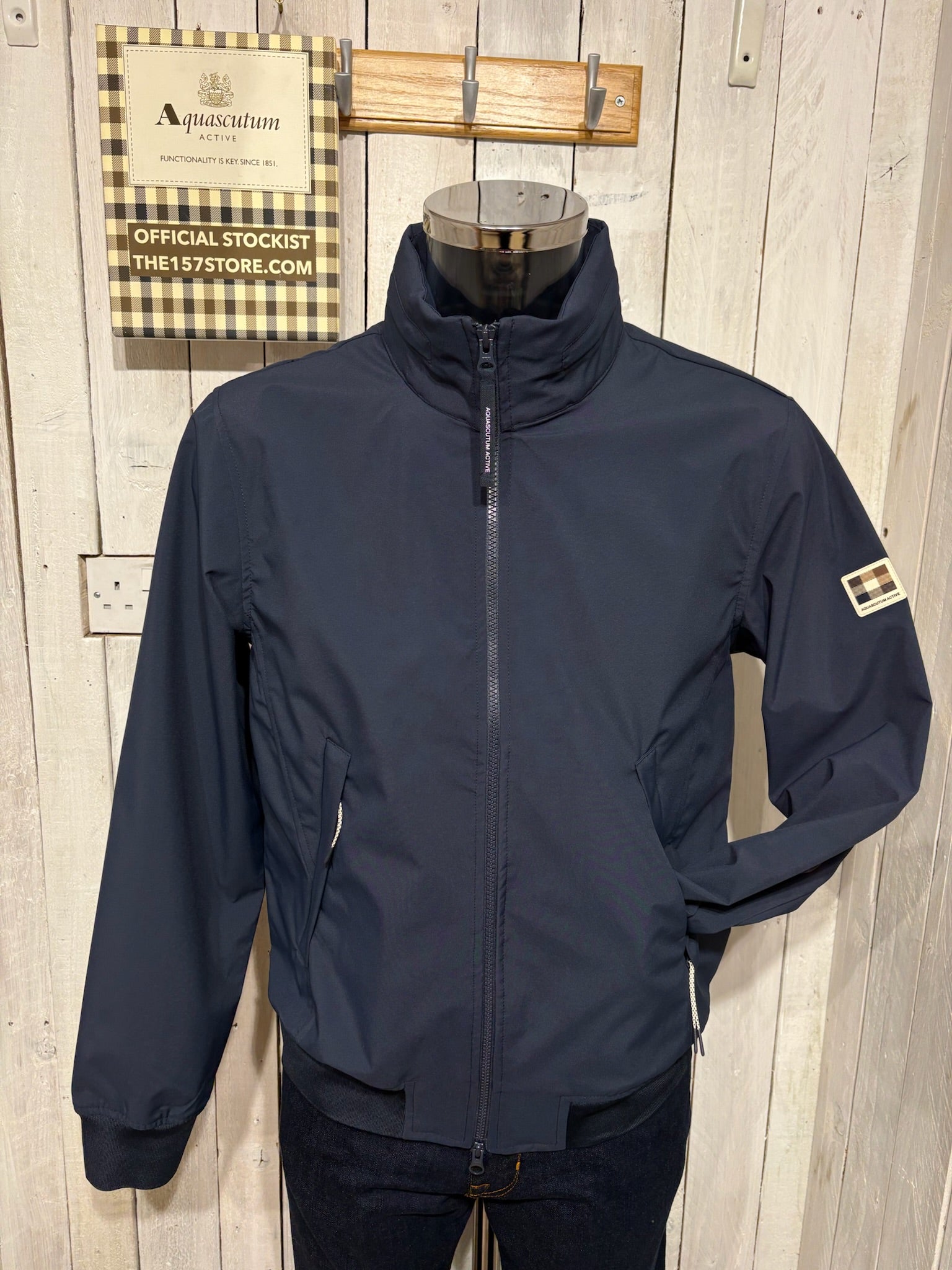 Aquascutum 2026 Soft Shell Mock Neck Jacket - Navy – The157store 