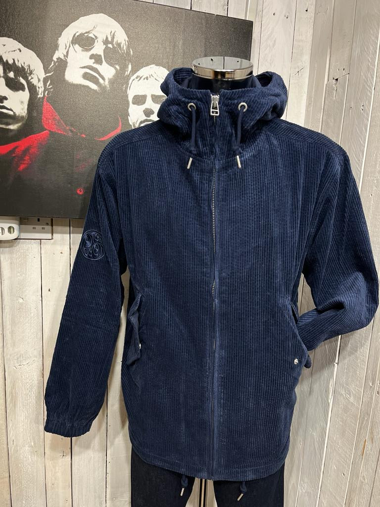 Pretty Green Acquiesce Cord Hooded Jacket Navy