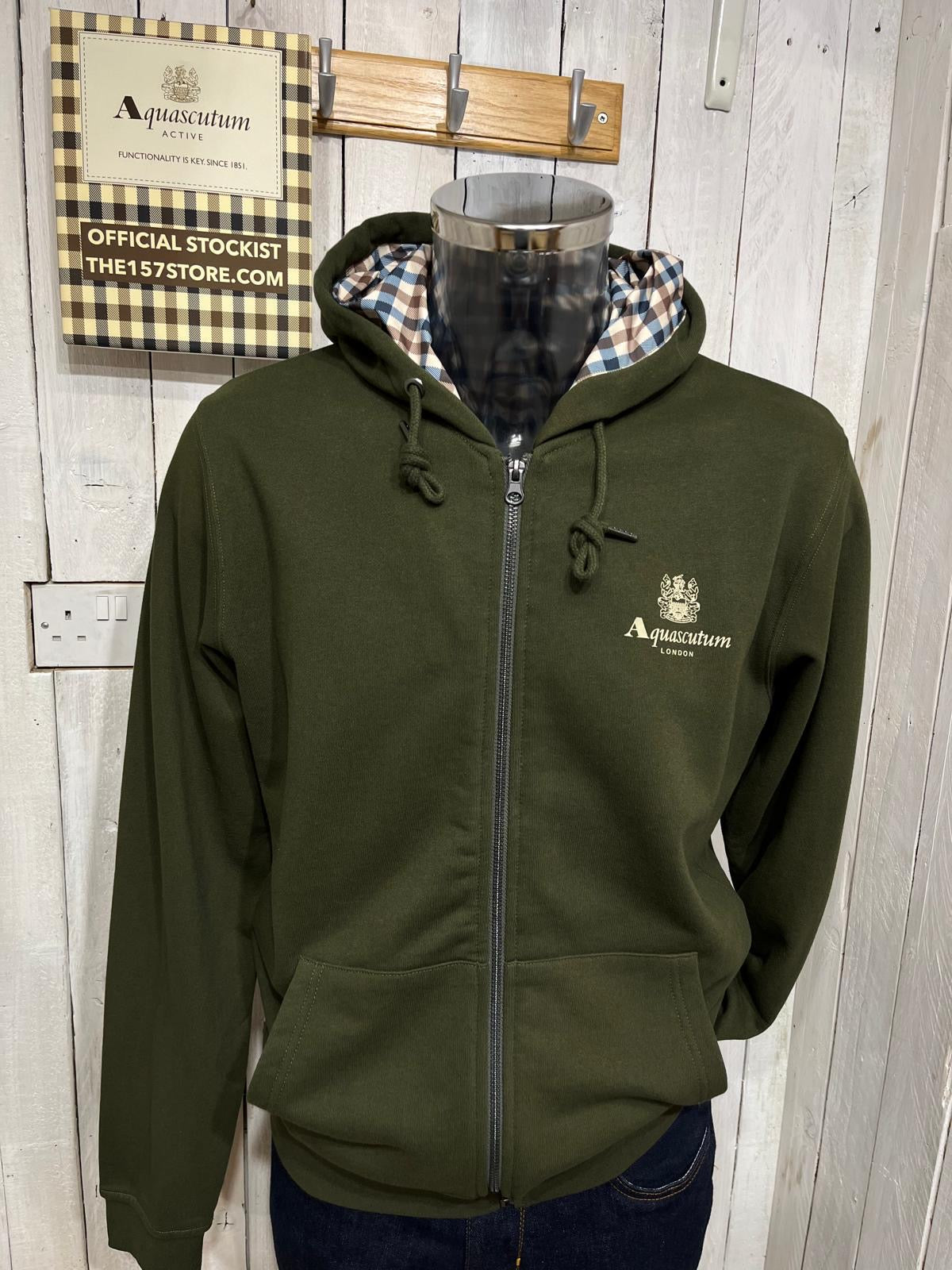 Aquascutum Vault Full Zip Hoodie Army Green (Sample