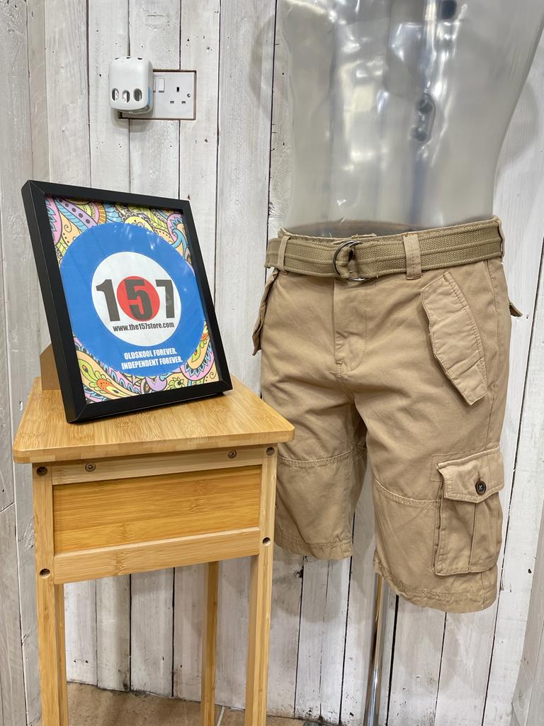 Eastside Garment Dyed Cargo Shorts - Stone (Free Belt)
