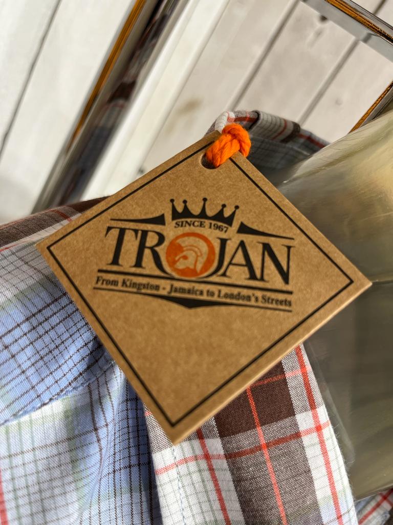 Trojan Madras Check Shirt - Chocolate / Sky