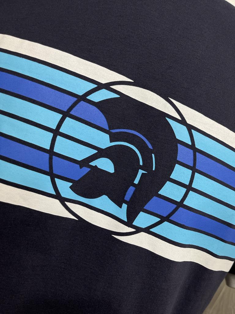 Trojan Stripe Helmet Logo Tee - Navy