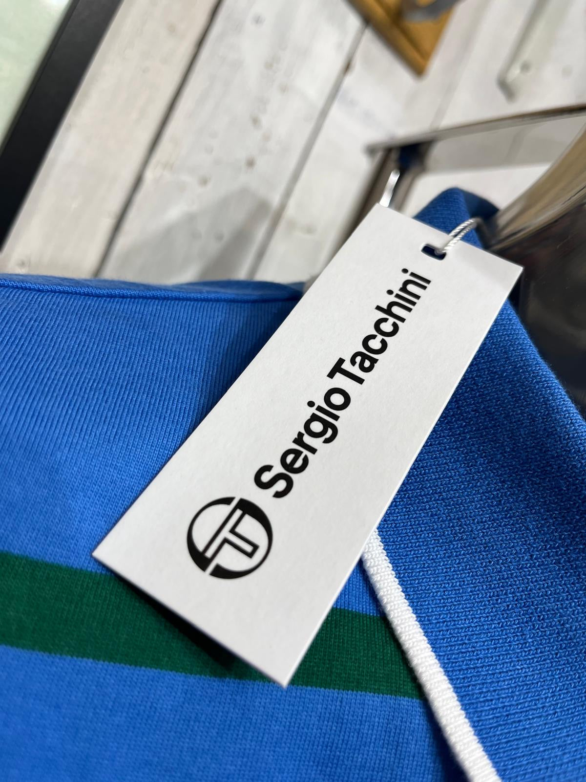 Sergio Tacchini ポロシャツ L 青系ストライプ Sergio Tacchini ポロシャツ L 青系ストライプ Sergio Tacchini