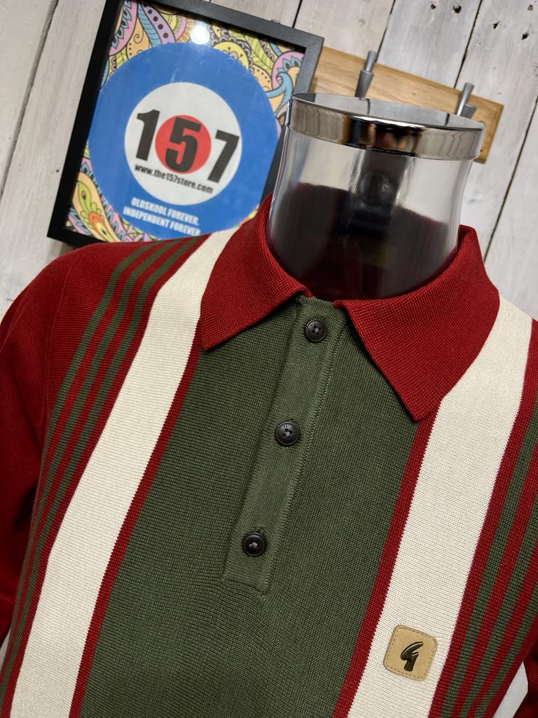 Gabicci Vintage Searle Stripe Knit - Rosso Olivio