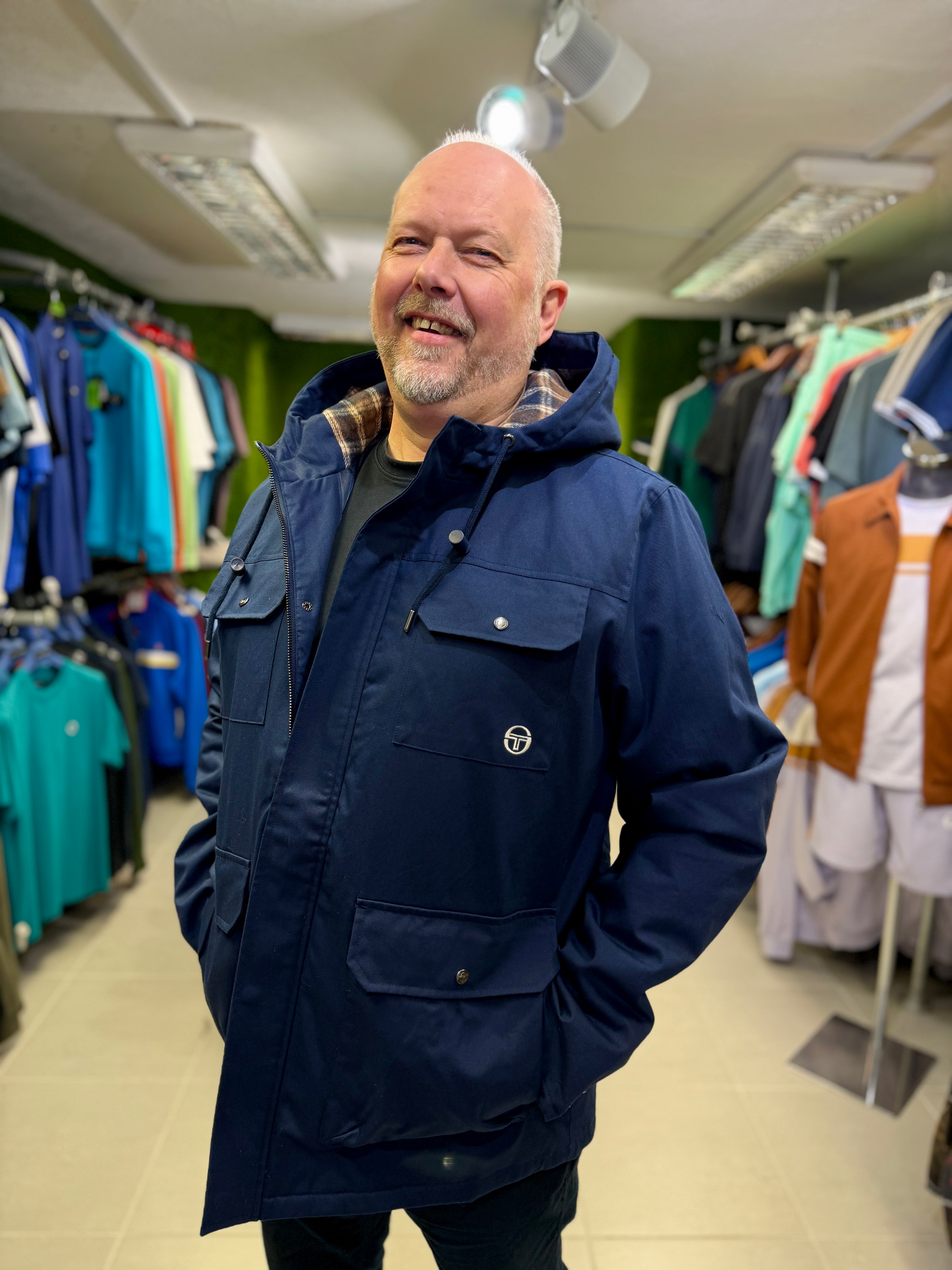 Sergio Tacchini Weaver Field Jacket - Maritime Blue (Check Hood
