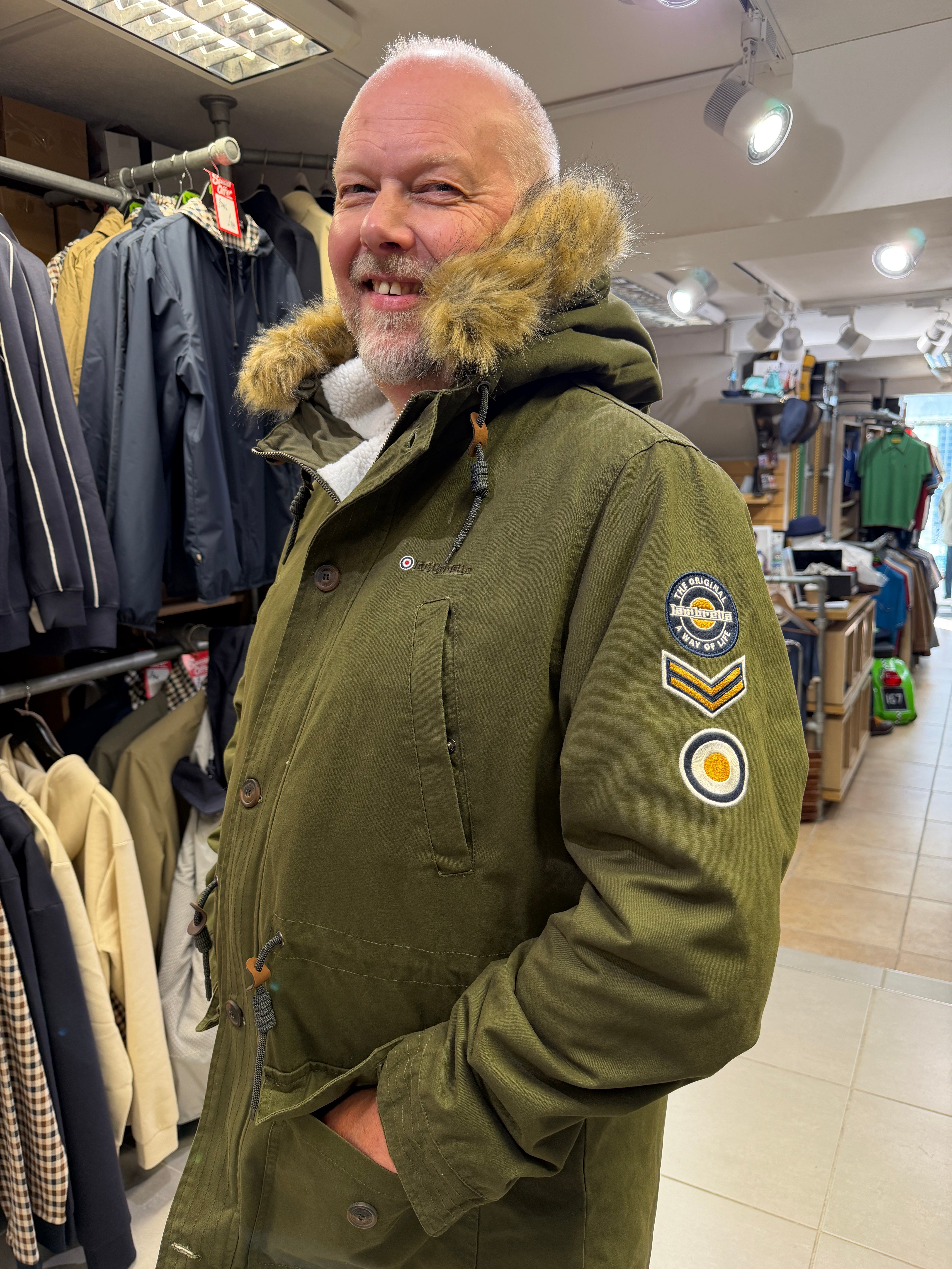 Lambretta Sherpa Parka - Khaki - Detachable Fur Collar