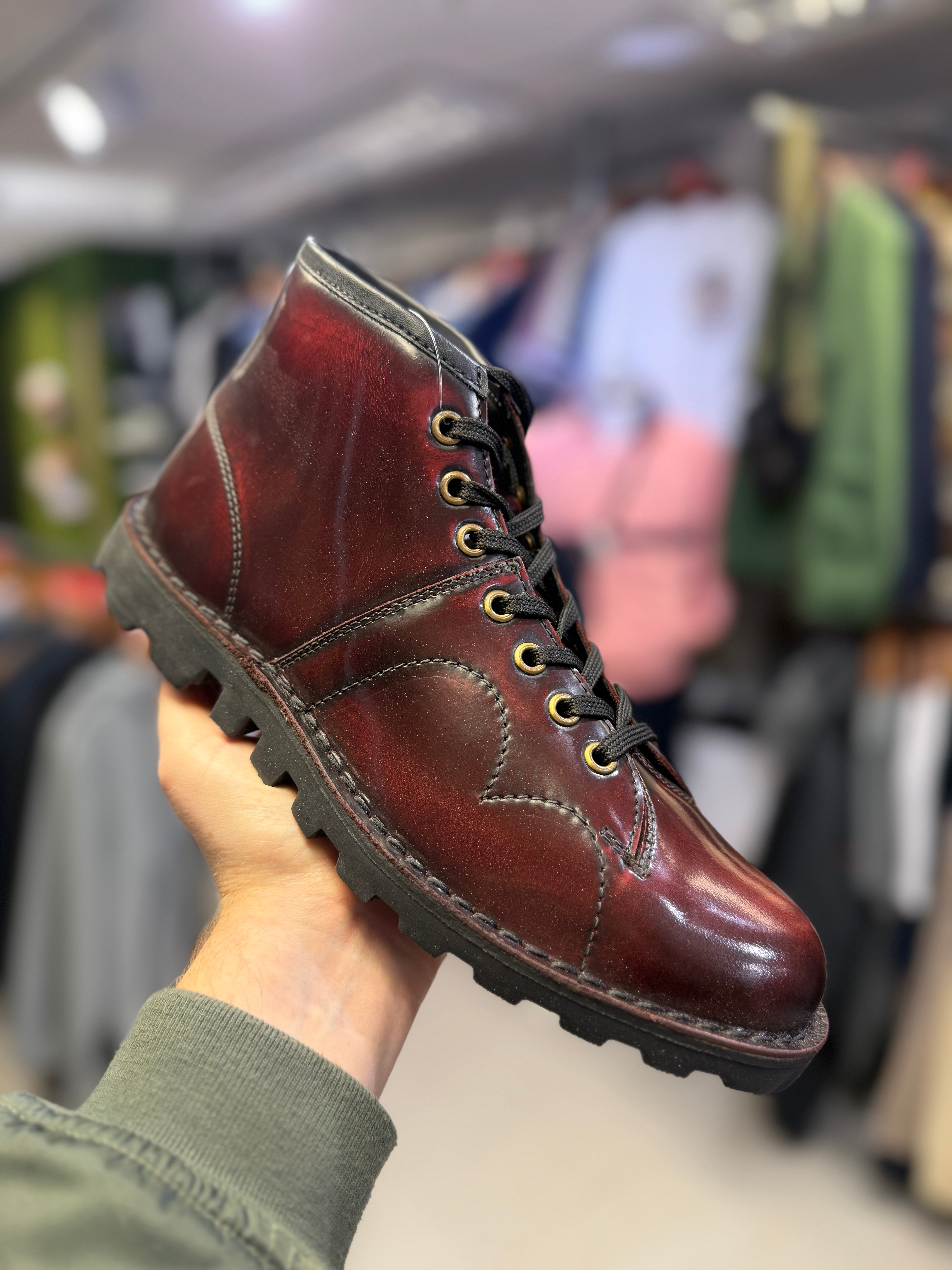 40〜50s leather monkey boots dead stock The157store Monkey Boots - Burnished Hi-Shine Oxblood Leather