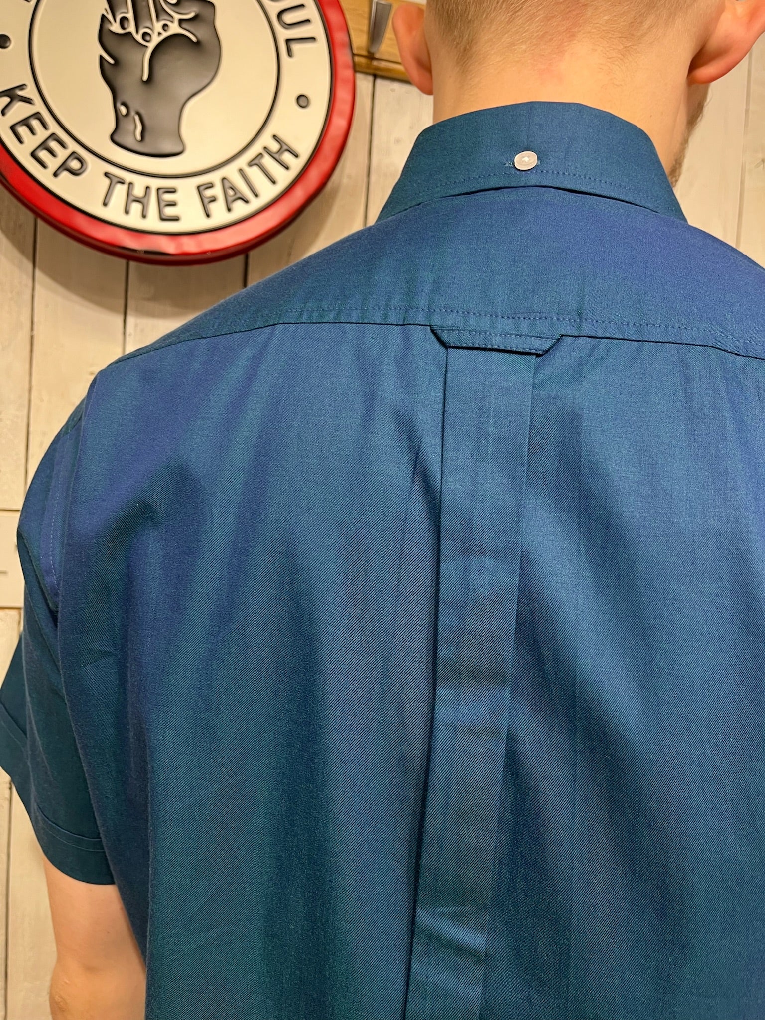 Relco Men's Blue & Green Tonic Short Sleeve Shirt – Mod Skinny Fit Retro 60s 70s Style