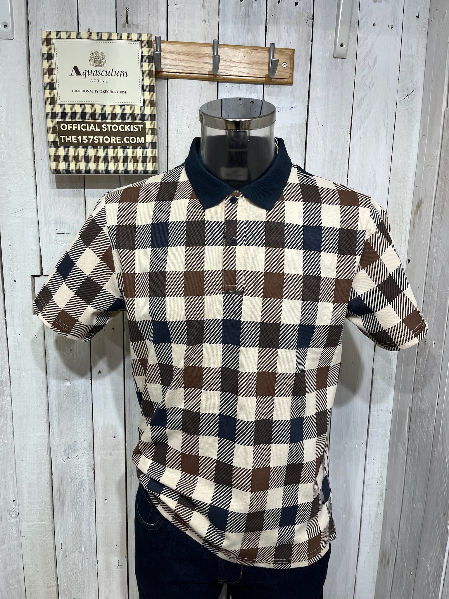 Aquascutum Iconic Macro Check Polo - Navy – The157store Menswear