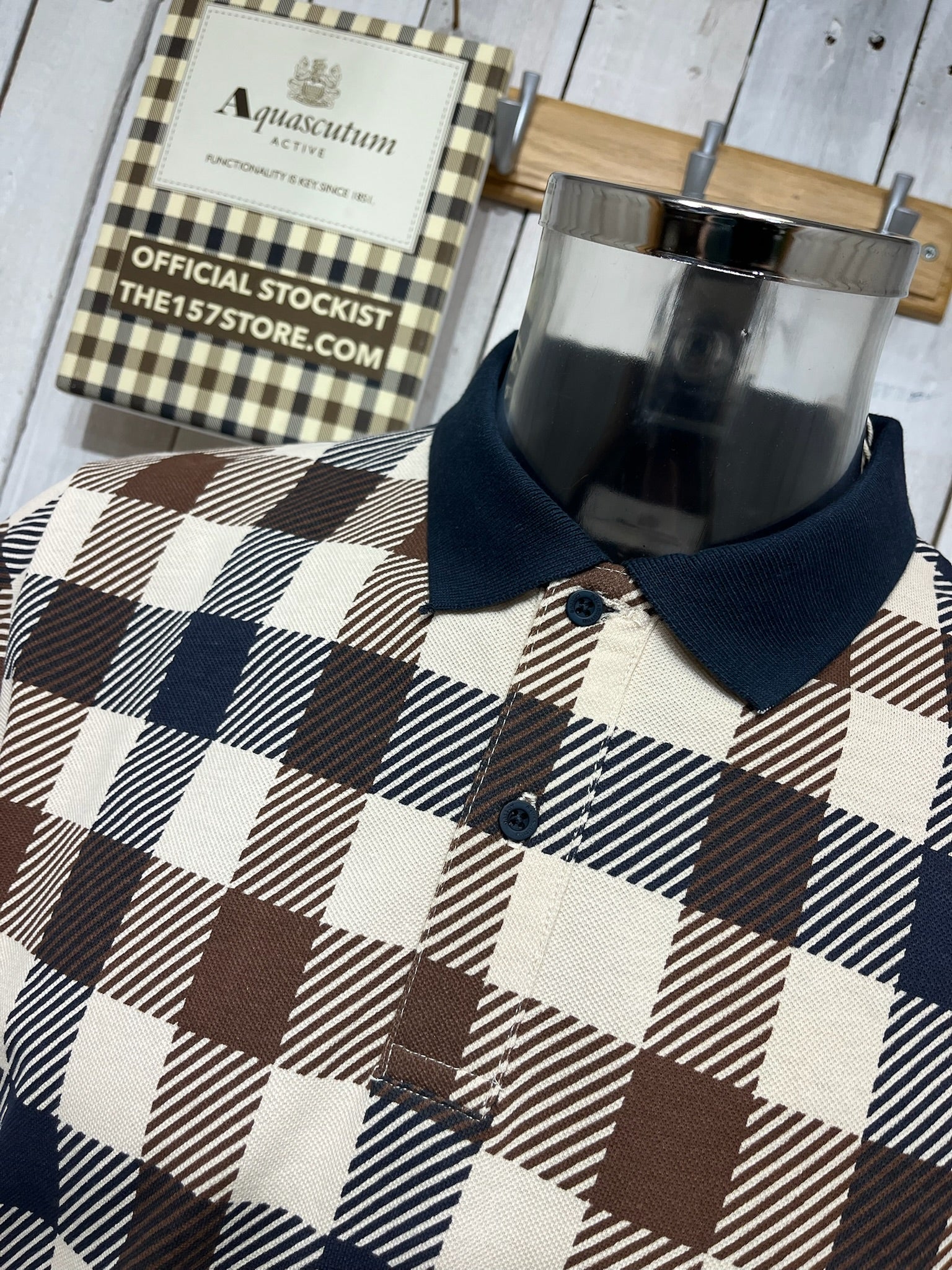 Aquascutum Iconic Macro Check Polo - Navy – The157store Menswear