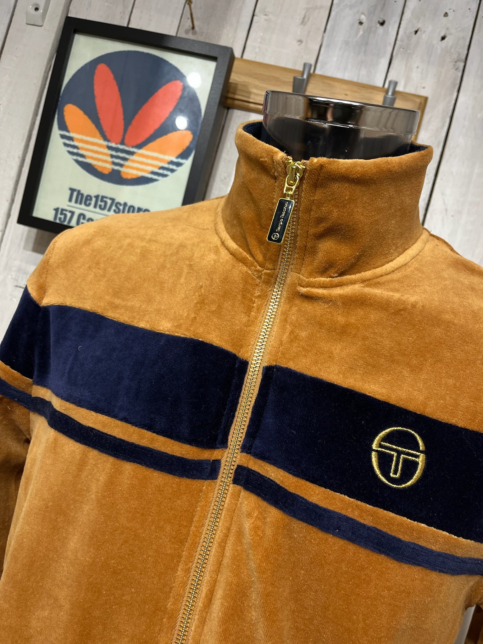 Sergio Tacchini Damarindo Velour Track Top - Almond (The Gentlemen