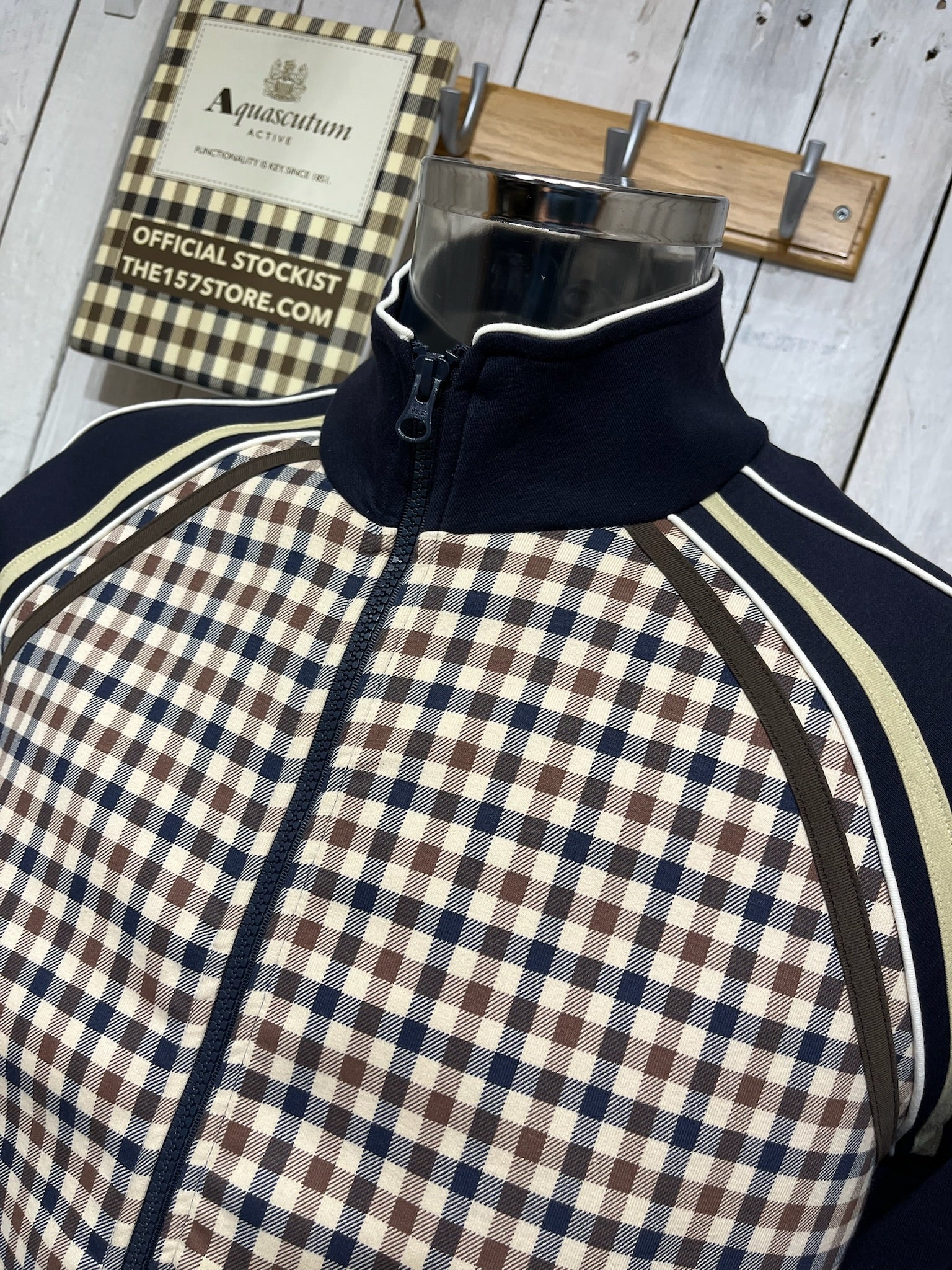 Aquascutum 2025 Front Check Track Top - Navy - LIMITED EDITION