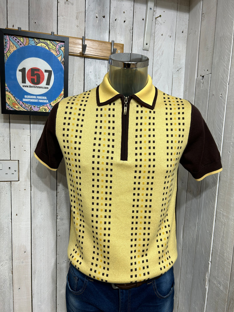 Trojan Ska & Soul Tetra Zip Knit - Lemon