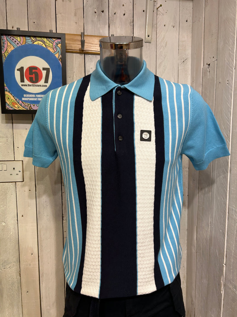 Trojan Textured Stripe Knit - Mint Blue