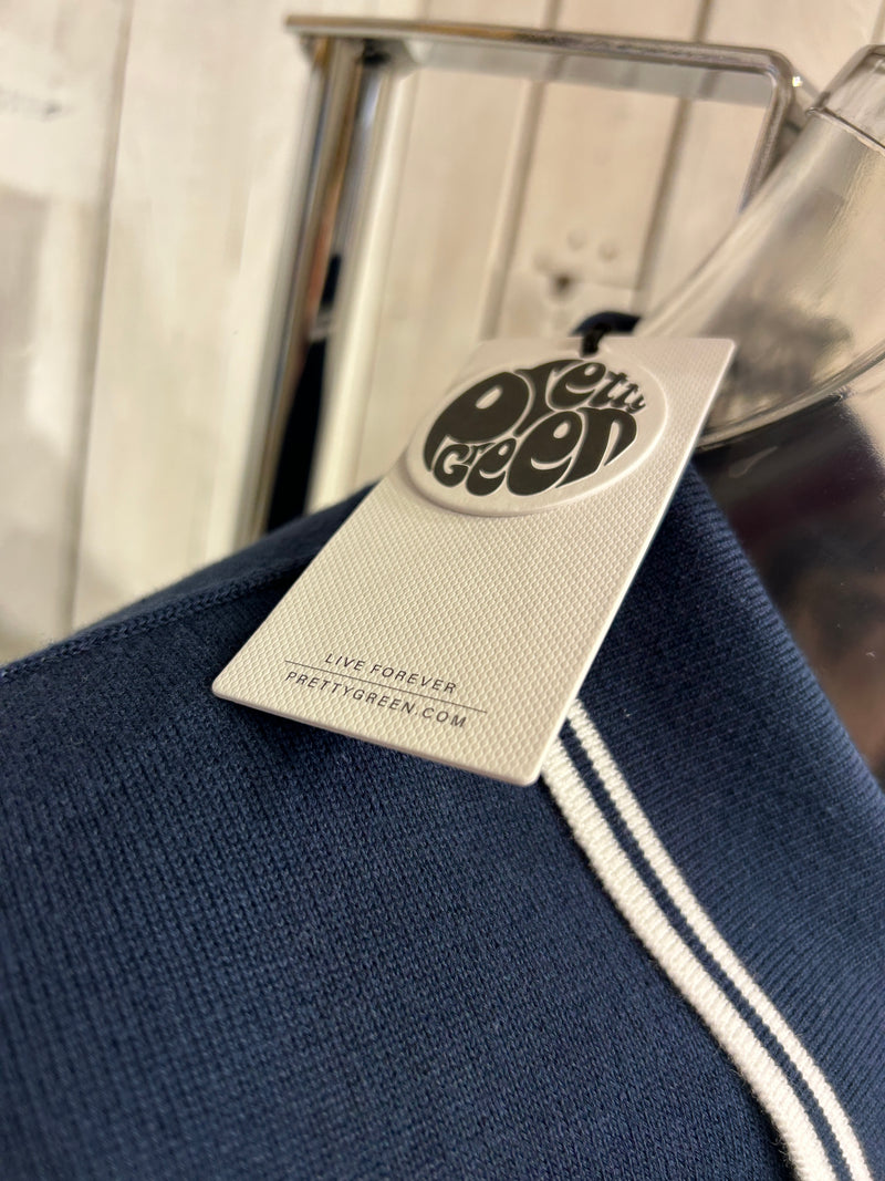 Pretty Green Mod Knit Polo - Navy