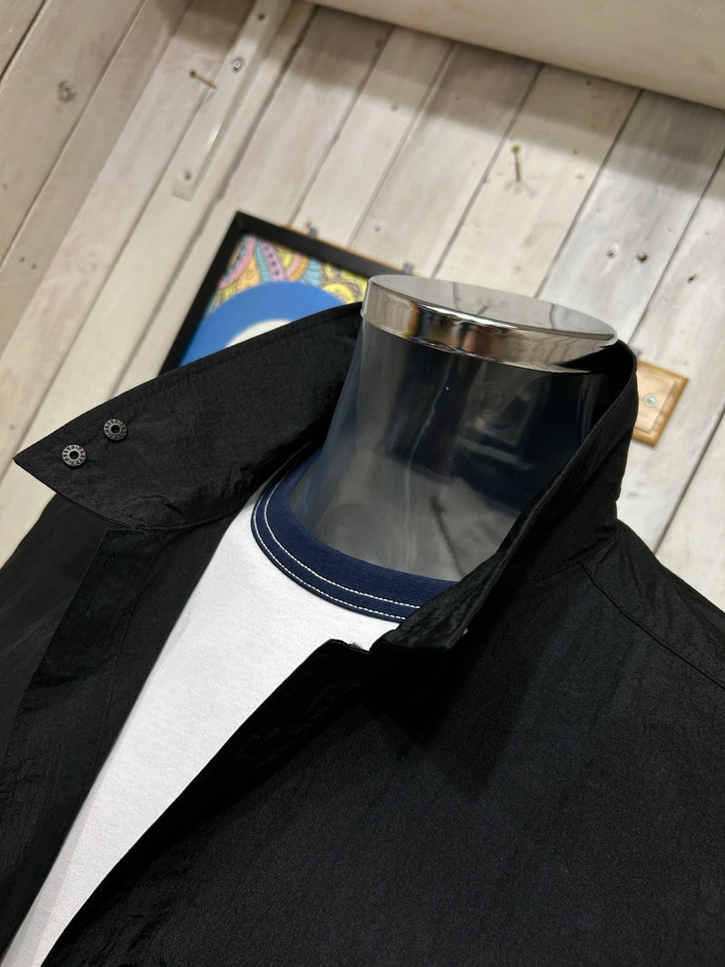 Pretty Green Crinkle Overshirt - Black