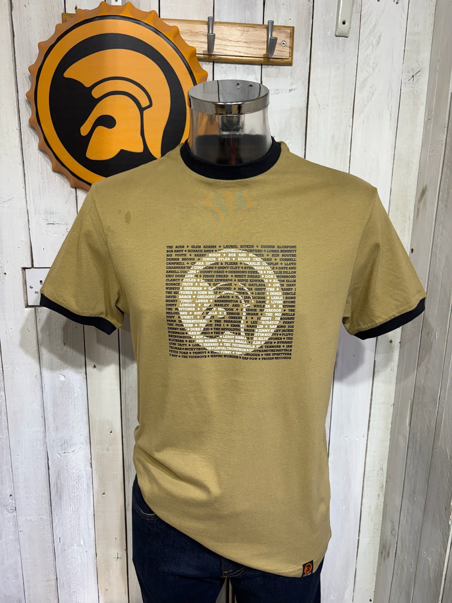 Trojan Icons Script Helmet Tee - Camel – The157store Menswear