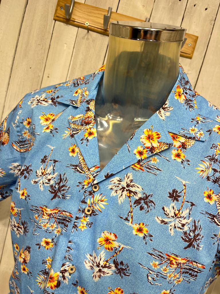 Giordano Floral Shirt - Sky Blue