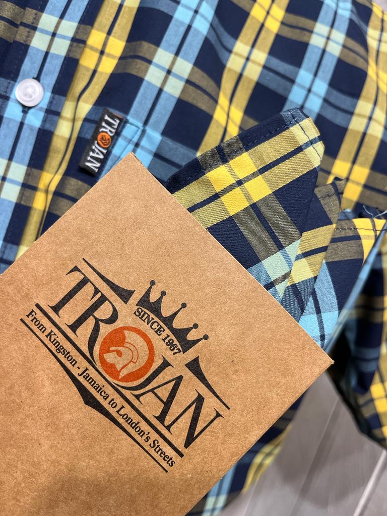 Trojan Windowpane Check Shirt - Navy