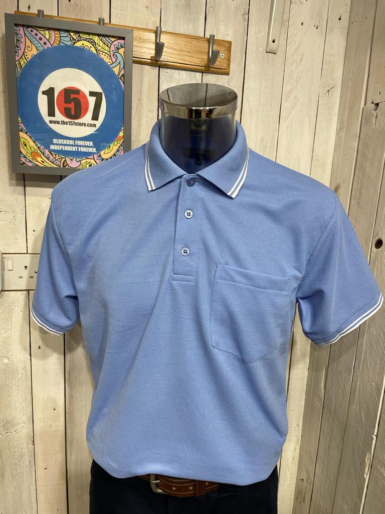 Norton Tipped Summer Polo - Sky (Up to 52" Chest)
