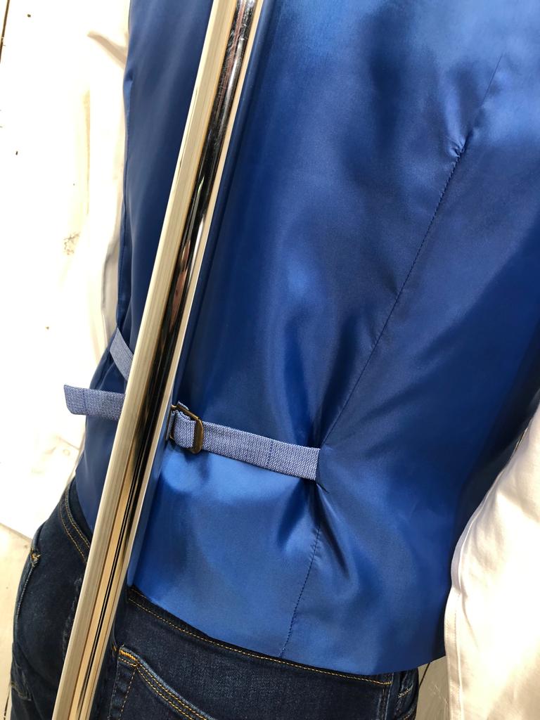 Fratelli Milano Check Waistcoat - Blue - SIZES UP TO 56" CHEST.
