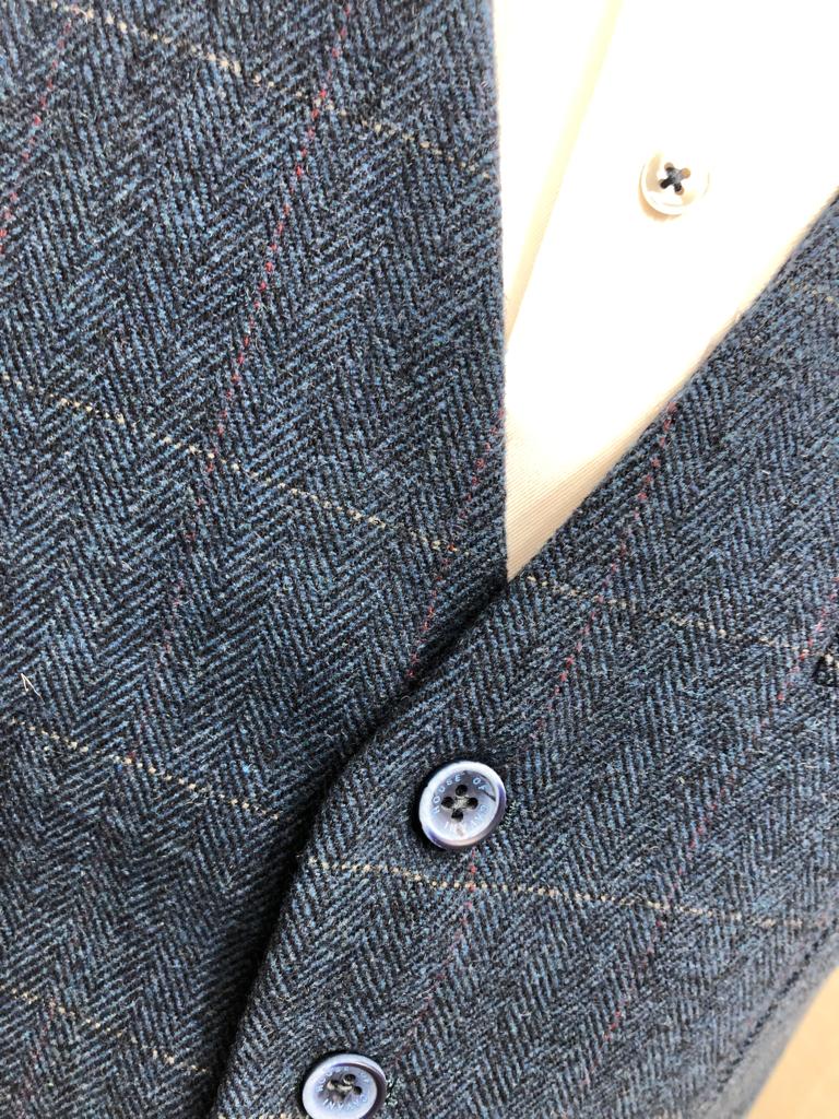 Cavani Carnegi Tweed Waistcoat - Blue