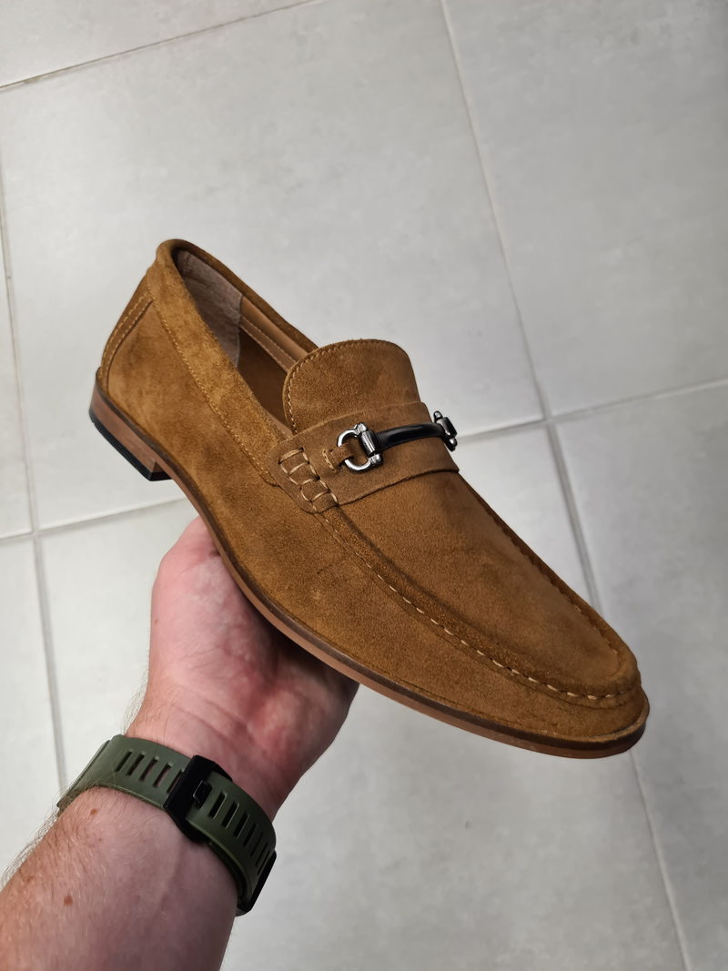 Suede Bar Top Loafers - Sand