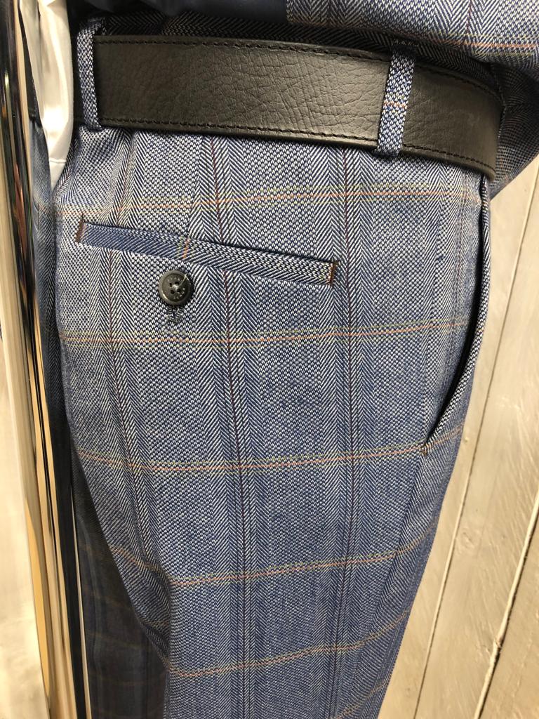 Cavani Connall Check Tweed Trousers - Blue
