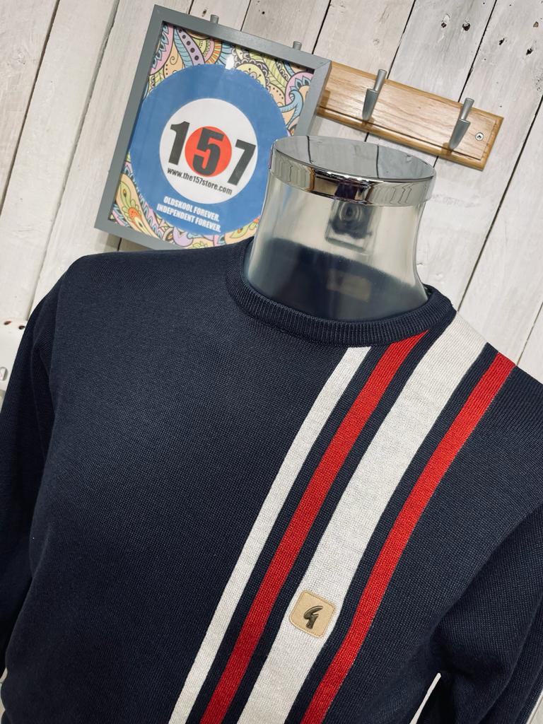 Gabicci Vintage Dirk Stripe Knit - Navy