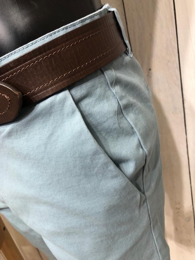 North Sea Slim Fit Stretch Chino Shorts - Duck Egg Blue