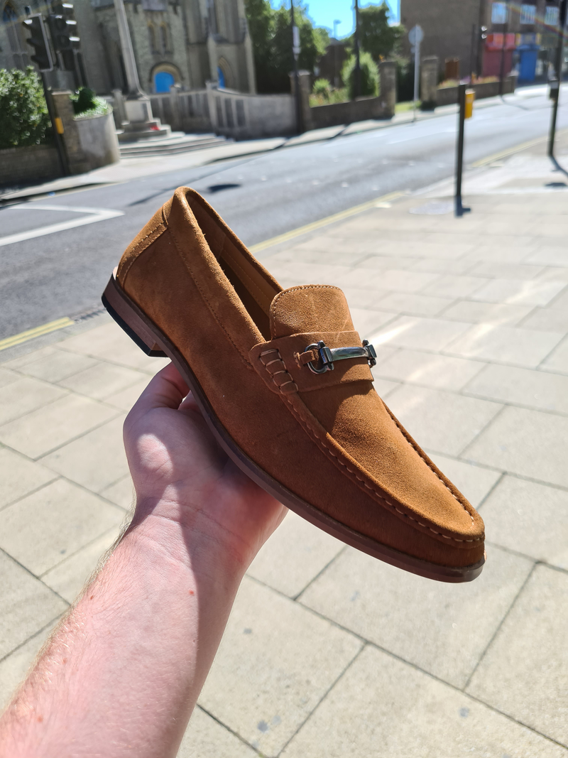 Suede Bar Top Loafers - Sand