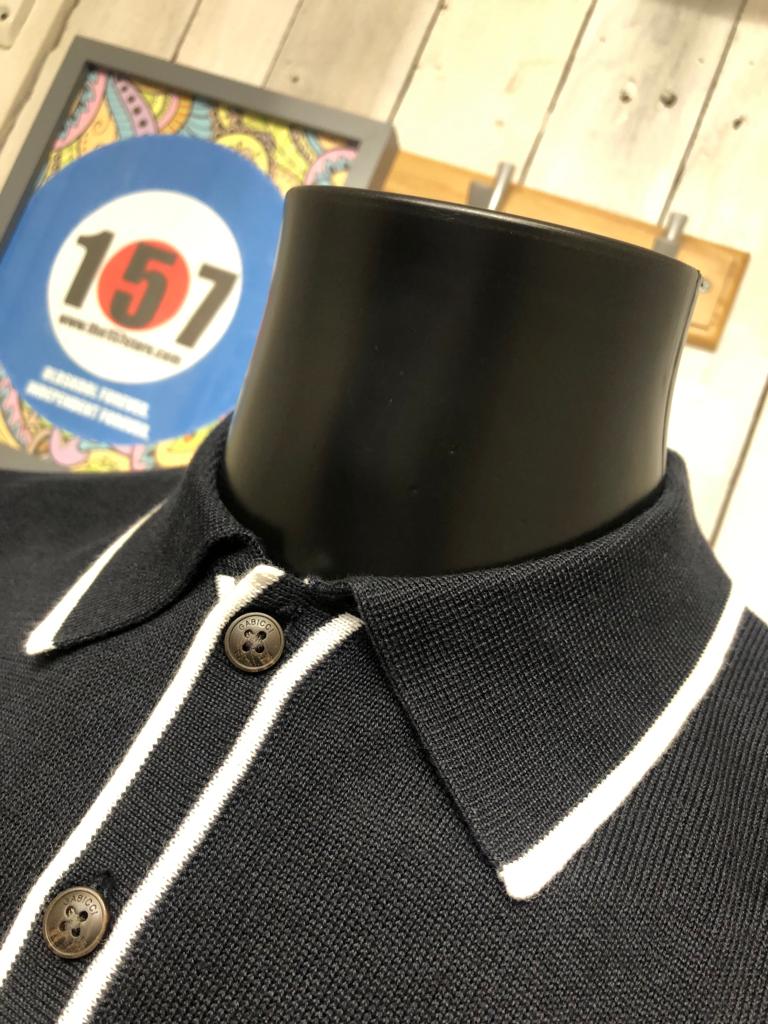 Gabicci Vintage Lineker Knit Polo - Navy White