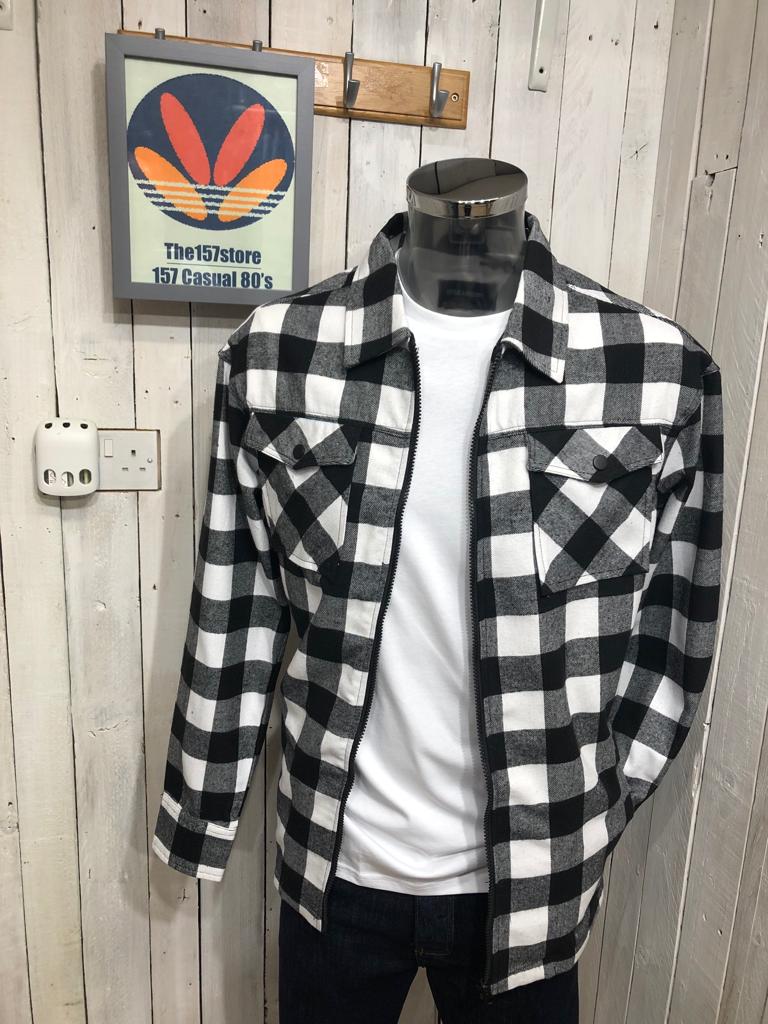 Flannel Trucker Check Zip Shirt - White