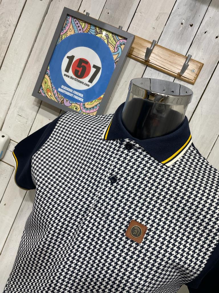 Trojan Houndstooth Tipped Polo - Navy
