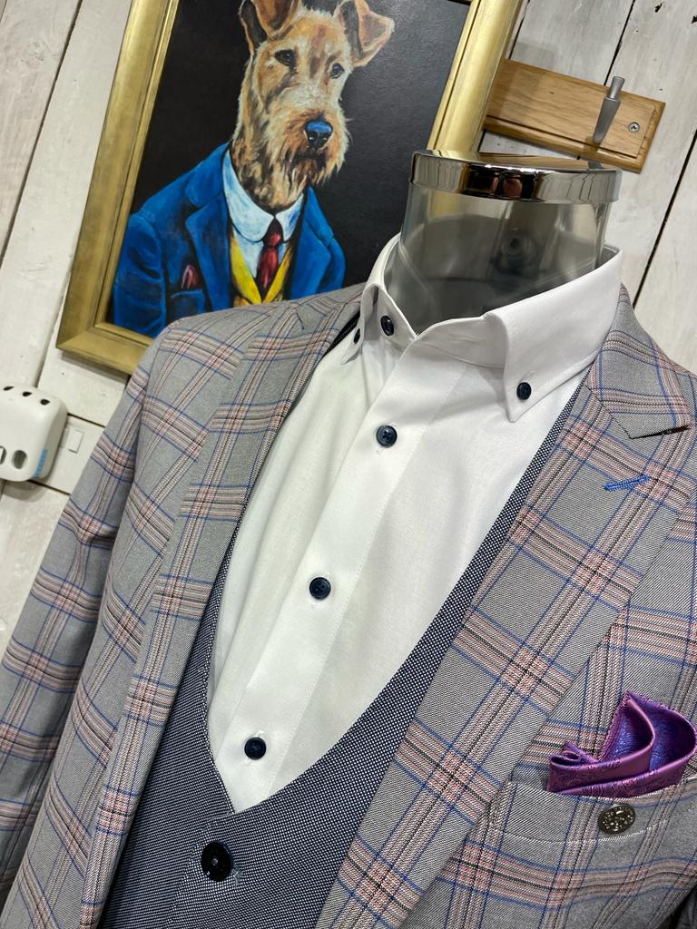 Marc Darcy Weave Waistcoat - Blue Grey