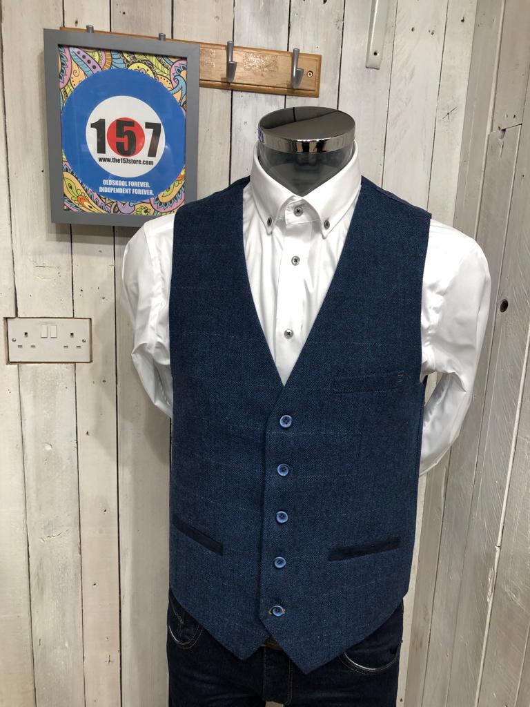 Cavani Carnegi Tweed Waistcoat - Blue