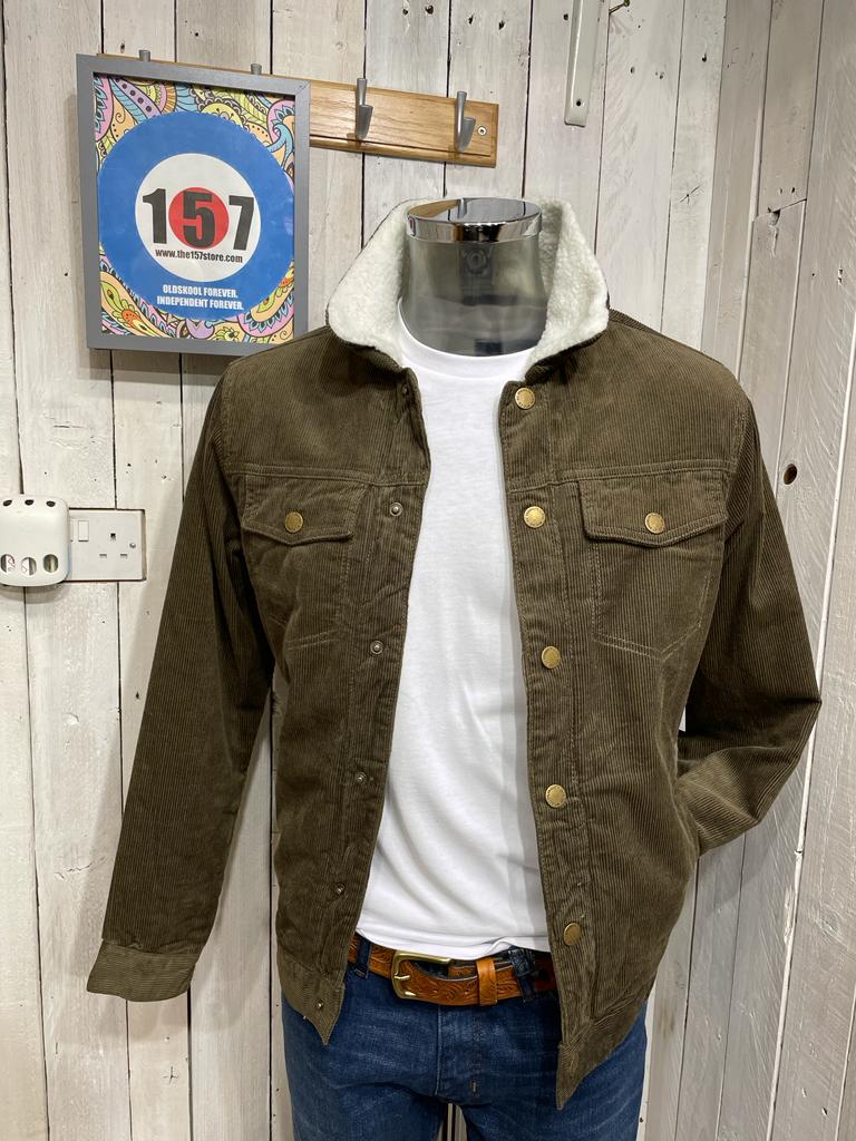 Brooklyn Fleece-Lined Cord Jacket - Dark Olive