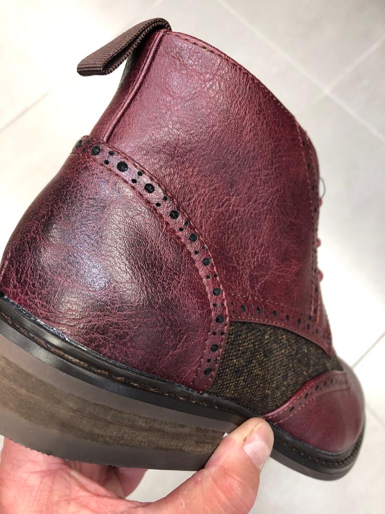Cavani Curtis Brogue Leather Boots - Bordo